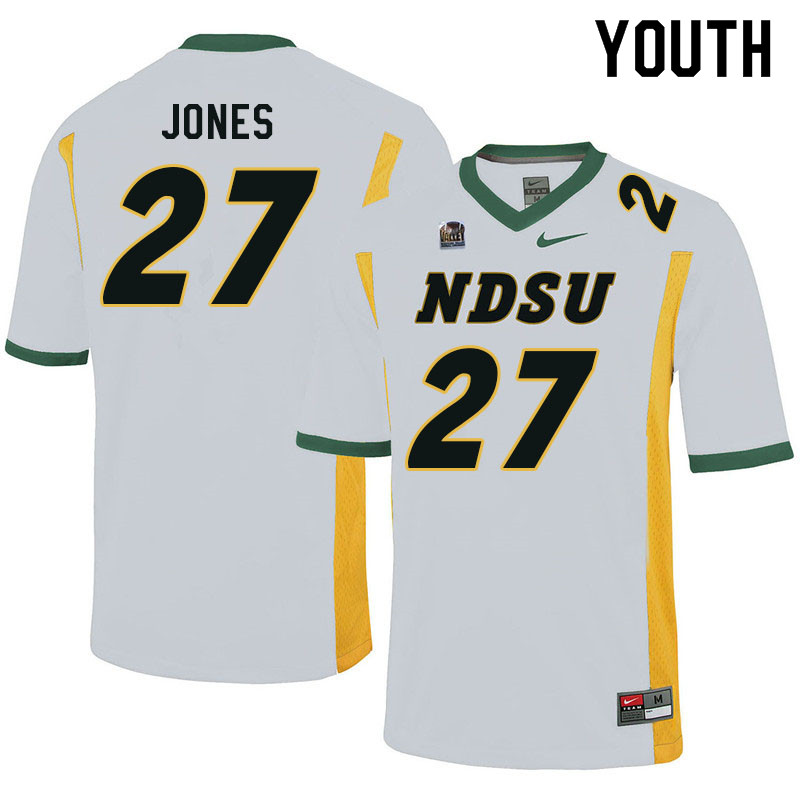 Youth #27 Ryan Jones North Dakota State Bison College Football Jerseys Sale-White